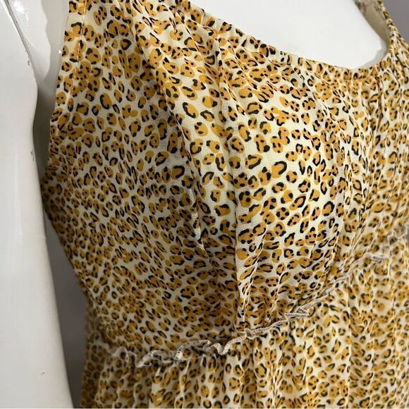 NWT Simplee Cottagecore Tiered Ruffle Cheetah Print Sundress -Juniors Large - Picture 5 of 12